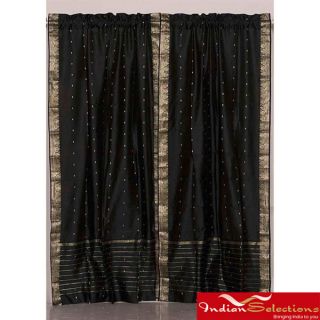 Indo Black Rod Pocket Sari Sheer Curtain (43 in. x 84 in.)  
