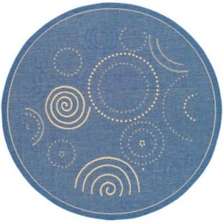 Safavieh Courtyard Blue/Natural 6 ft. 7 in. x 6 ft. 7 in. Round Indoor/Outdoor Area Rug CY1906 3103 7R