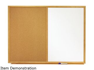 Quartet S553 Combo Bulletin Board, Dry Erase Melamine/Cork, 36 x 24, White, Oak Frame