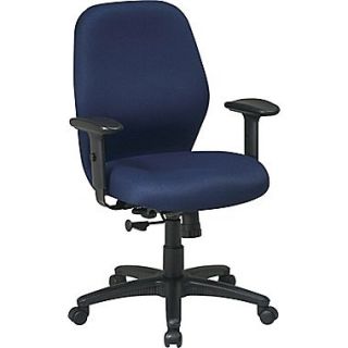 Office Star Mid Back Fabric Managers Chair, Adjustable Arms, Navy