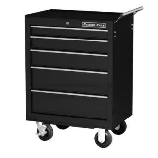 Extreme Tools 26 in. 5 Drawer Standard Roller Cabinet, Black EX2605RCBK