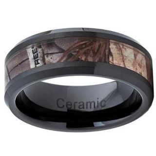 Black Ceramic Hunting Camo Ring (8 mm) SIZE 7.5
