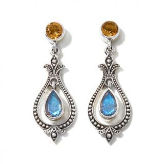 Nicky Butler 2.50ct Labradorite and Citrine Sterling Silver Pear Drop Earrings   7828153