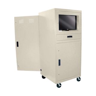 Sandusky Lee Mobile Computer Cabinet — 30in.W x 30in.D x 70in.H, Putty, Model# 16CC303064-07  Storage Cabinets