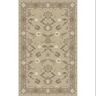 2' x 4' Licinius Green, Gray and Ivory Hand Tufted Hearth Wool Area Throw Rug