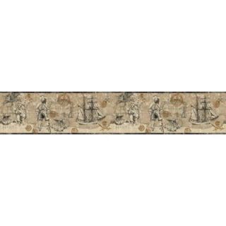 York Wallcoverings 9 in. Pirate Map Border ZB3102B