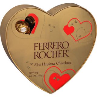 Ferrero Rocher Fine Hazelnut Chocolates in Heart Box, 4.4 oz