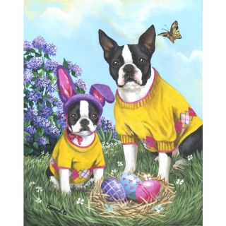 Precious Pet Paintings Boston Terrier Easter Flag