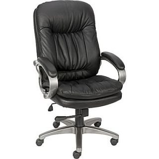 Montbrook Top Grain Leather Mid Back Managers Chair, Black
