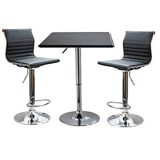 Buffalo Tools AmeriHome Contemporary Adjustable Height 3 Piece Bar Set With 44 1/2 Stools, Black