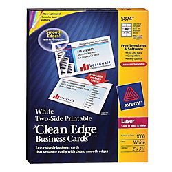 Avery Two Side Printable Clean Edge Business Cards 2 x 3 12  White Pack Of 1000
