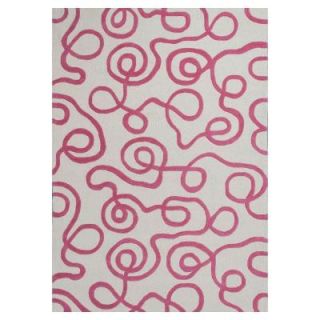 Kas Rugs Squiggles Ivory/Pink 7 ft. 6 in. x 9 ft. 6 in. Area Rug KOZ055576X96