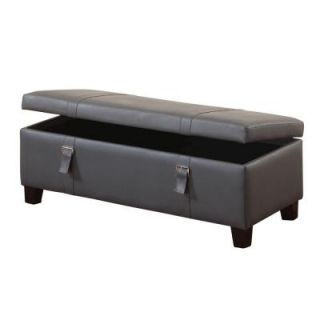 Worldwide Homefurnishings Faux Leather Storage Ottoman with Buckle Detail in Grey 402 848GY
