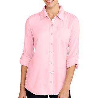 White Stag Women's Essential Button Down Shirt with Roll Cuff Sleeves