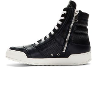 Balmain Navy Perforated High Top Sneakers