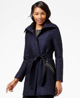 Via Spiga Faux Leather Trim Belted Trench Coat   Coats   Women   