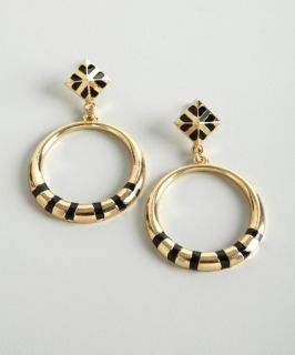 Noir Gold And Black Dangle Hoop Earrings (323705502)
