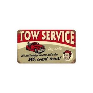Past Time Signs V780 Tow Service Automotive Vintage Metal Sign, 14 W X 8 H inch