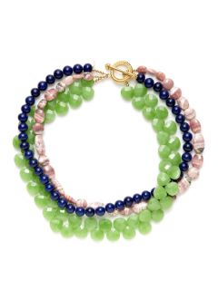 Multicolor Beaded Triple Strand Necklace by KEP