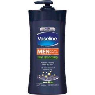 Vaseline Men Healing Moisture Fast Absorbing Body & Face Lotion, 20.3 fl oz