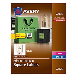 Avery Easy Peel InkjetLaser White Square Labels 2 x 2  Pack Of 300