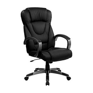Flash Furniture High Back Leather Executive Office Chair, Fixed Arm, Black