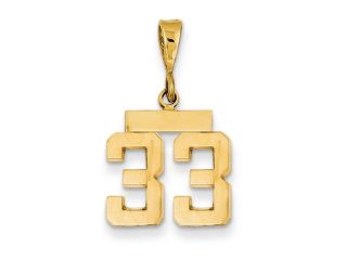 14k Yellow Gold Small Polished Number 33 Charm Pendant