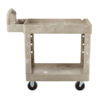 Rubbermaid Commercial Products Heavy Duty Beige 2 Shelf Utility Cart with Lipped Shelf in Small FG450088BEIG