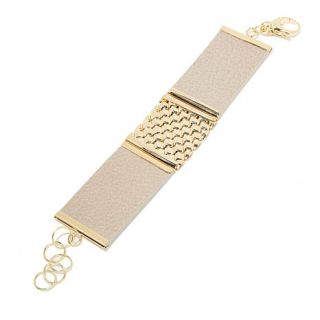 Bellezza Bronze Panther Link Leather Strap Bracelet   7417388