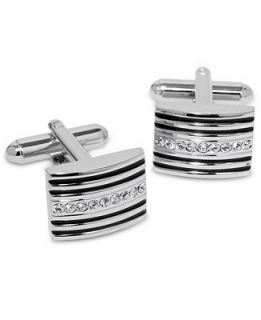Geoffrey Beene Cufflinks, Striped and Crystal Bowed Rectangle