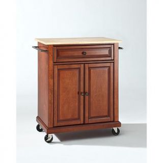 Crosley Natural Wood Top Portable Kitchen Cart   Classic Cherry Finish   7743729