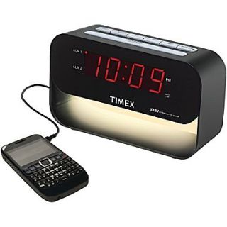Timex T128B Decorative XBBU Dual Alarm Clock With USB Charging and Night Light, Black