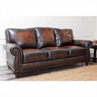 Abbyson Living Barclay Leather Sofa in Espresso   CI N180 BRN 3