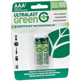 UltraLast(R) AAA UL Green Rechargeable NiMH Batteries 750mAh 2 Pack