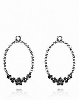 PANDORA Earring Charms   Sterling Silver & Tourmaline Cubic Zirconia Floral Elegance Hoop