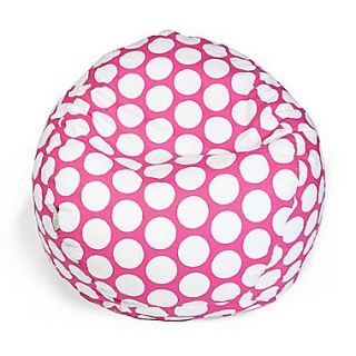 Majestic Home Goods Indoor Large Polka Dot Cotton Duck/Twill Small Classic Bean Bag Chair, Hot Pink
