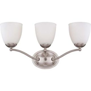 Illumine 3 Light Brushed Nickel Vanity Fixture with Frosted Glass Shade HD 5053