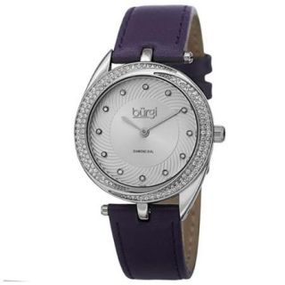 Burgi Women's Japanese Quartz Diamond Markers Leather Strap Watch
