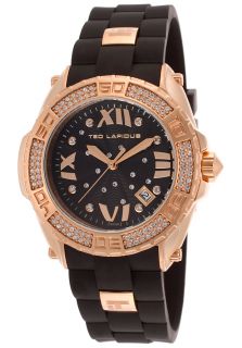 Women's Crystal Black Rubber Black Textured Dial Rose Tone Case