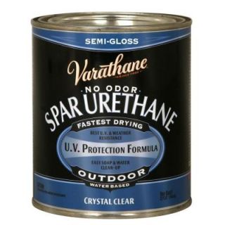 Varathane 1 qt. Clear Semi Gloss Water Based Outdoor Spar Urethane (Case of 2) 250141H