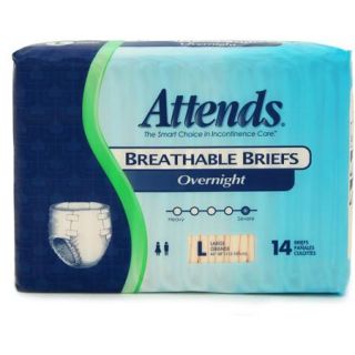 Attends Overnight Breathable Briefs, Large, 14 count