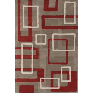 Chandra Rugs Allie Hand Tufted Wool Light Taupe/Rusty Red Area Rug