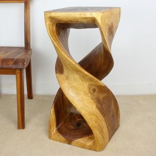 Recycled Monkey Pod Wood Twisty Stool/ Accent Table (Thailand