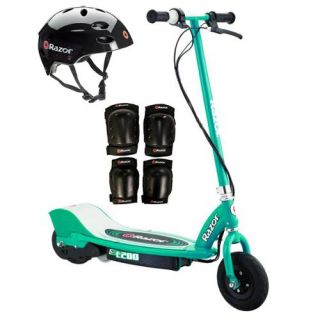 Razor E200 Electric Motorized Kids Scooter (Teal) w/ Helmet, Elbow & Knee Pads