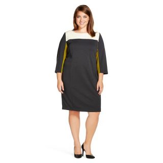 Womens Plus Size Colorblock Shift Dress Black   Melonie T