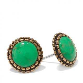 Studio Barse Green Turquoise Bronze Button Stud Earrings   7608353