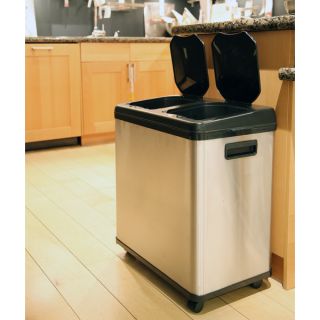 iTouchless Stainless Steel Dual compartment Touchless Sensor 16 gallon