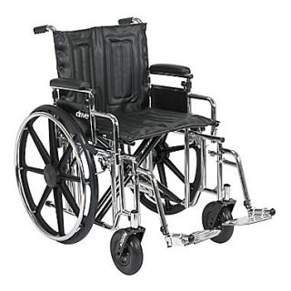 Drive Medical Sentra Extra Heavy Duty Wheelchair, Adj Desk Arms, Footrest, 22