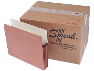 Smead 73810 5 1/4 Inch Expansion File Pocket, Straight Tab, Letter, Manila/Redrope, 50/Box