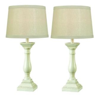Kenroy Home 28 in. Antique White Table Lamp (2 Pack ) Set with Renew 32230AWH